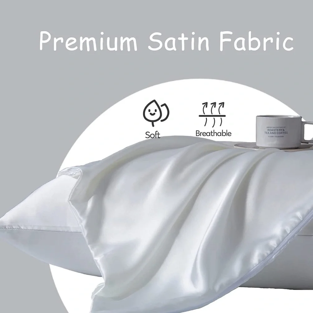 Zippered Satin Long Pillowcase Silky Slip Cooling Body Pillow Cover 20